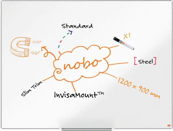 Nobo Impression Pro stål whiteboard 120x90cm hvit