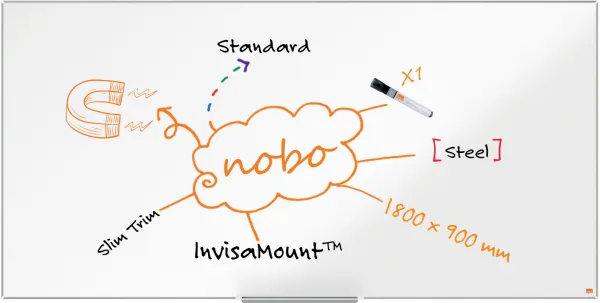 Nobo Impression Pro stål whiteboard 180x90cm hvit